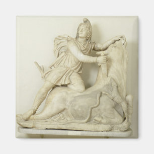 Íman Mithras que sacrifica a Bull, alivio de mármore,
