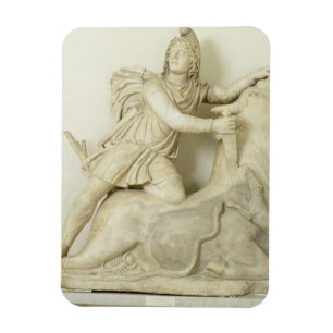 Íman Mithras que sacrifica a Bull, alivio de mármore,