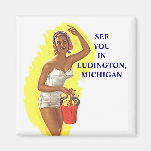 Íman Moça De maiô Na moda Do Magnet ~ RETRO Na Praia (Frente)