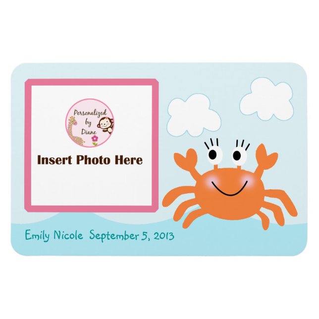 Íman Moça Personalizada Crab Fotografia Magnet Keepsake (Horizontal)