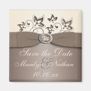 Íman Mocha e Ivory Floral Favor Magnet
