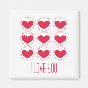 Íman Mod Hearts Love Magnet, Rosa Escuro