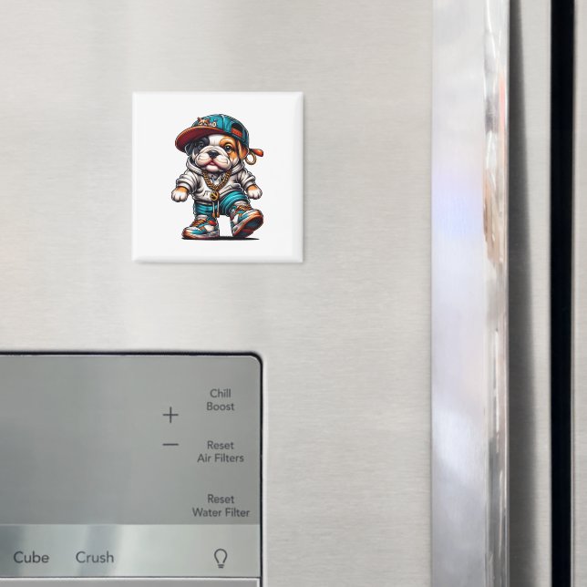 Íman Moda de Rua de Cachorro Buldogue Adorável (In Situ (Fridge))