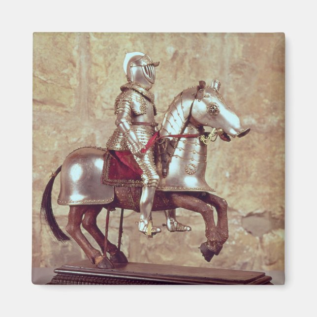 Íman Modelo de cavalo barrado e cavaleiro, c.1640 (Frente)