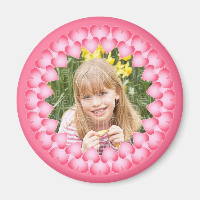 Íman Modelo de corações bonitinhos cor-de-rosa e branco (Frente)