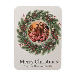 Íman Modelo de Foto de Coroa de Natal com Texto Persona