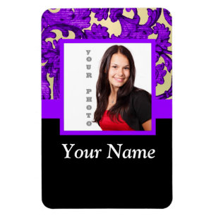 Íman Modelo de foto de damasco floral roxo