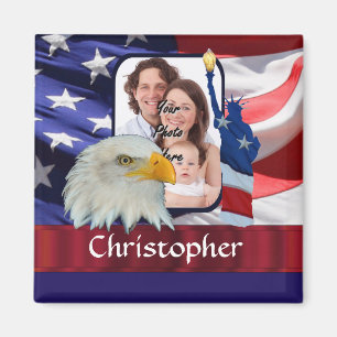 Íman Modelo de foto do Ícone Americano Patriótico