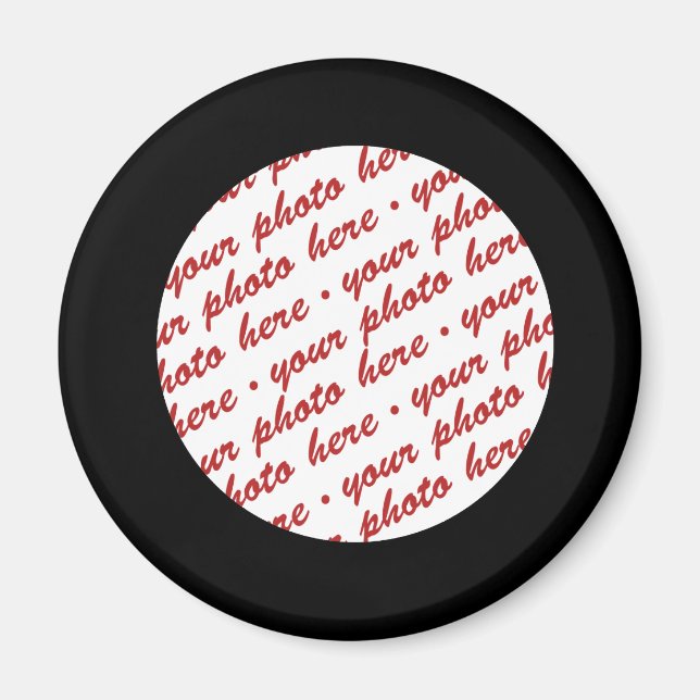 Íman Modelo de Foto em Círculo Negro Simples (Frente)