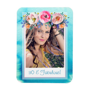 Íman Modelo de Fotografia Floral Azul Trinta e Fabuloso