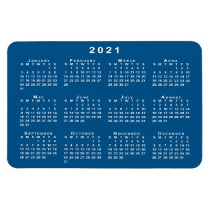 Íman Modelo de Fundo Azul Azul de Calendário Branco 20