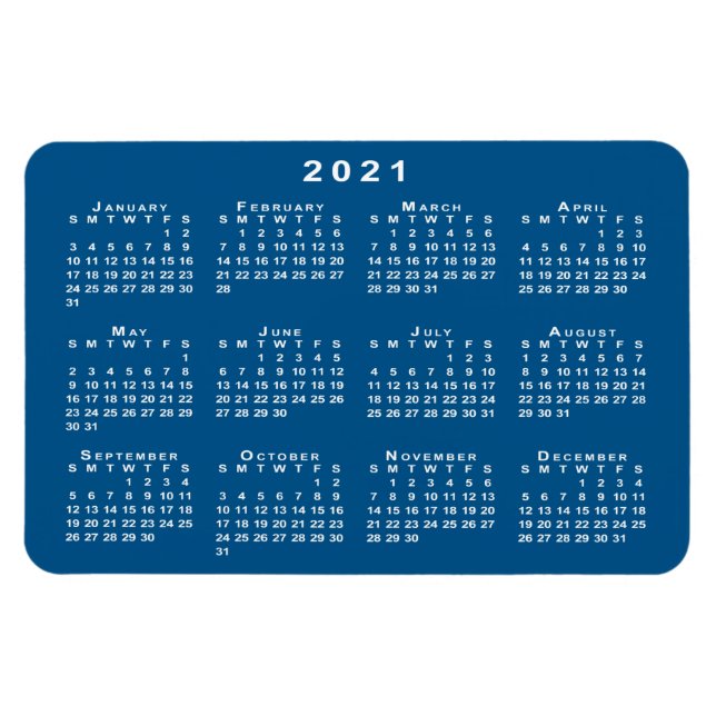 Íman Modelo de Fundo Azul Azul de Calendário Branco 202 (Horizontal)
