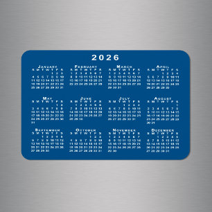 Íman Modelo de fundo azul de calendário branco 2026