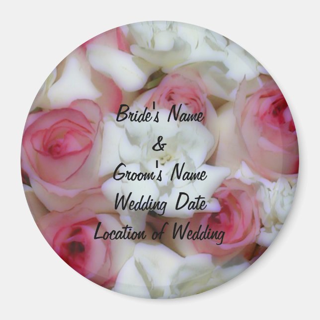 Íman Modelo de ímã de lembrança de casamento com rosa r (Frente)