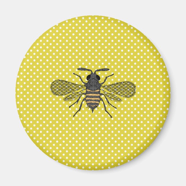 Íman Modelo de Polkadot Amarelo da BEE Trendy Dom Decor (Frente)