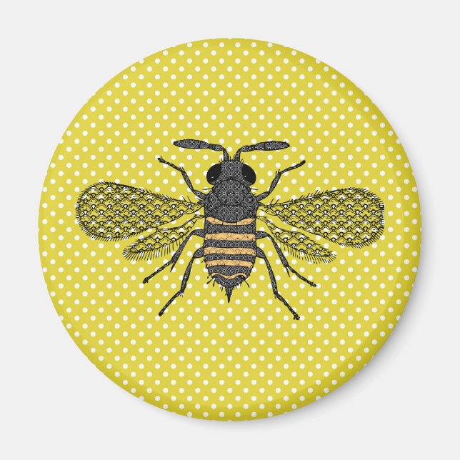 Íman Modelo de Polkadot Amarelo da BEE Trendy Dom Decor (Frente)
