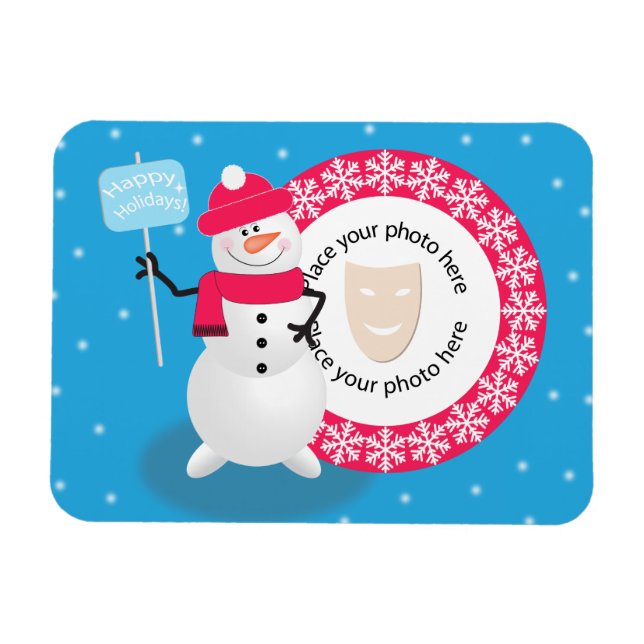 Íman Modelo fotografia Felizes Férias Snowman (Horizontal)