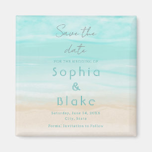 Íman Modern Abstrato Beach Wedding Save the Date