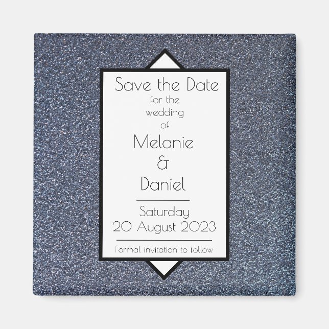 Íman Modern Art Deco Silver Giltter Salva o Dia (Frente)