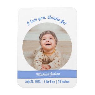Íman Modern Baby Boy Photo Birth Announcement Auntie