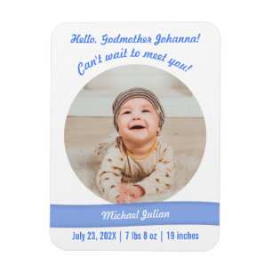 Íman Modern Baby Boy Photo Birth Announcement Godmother