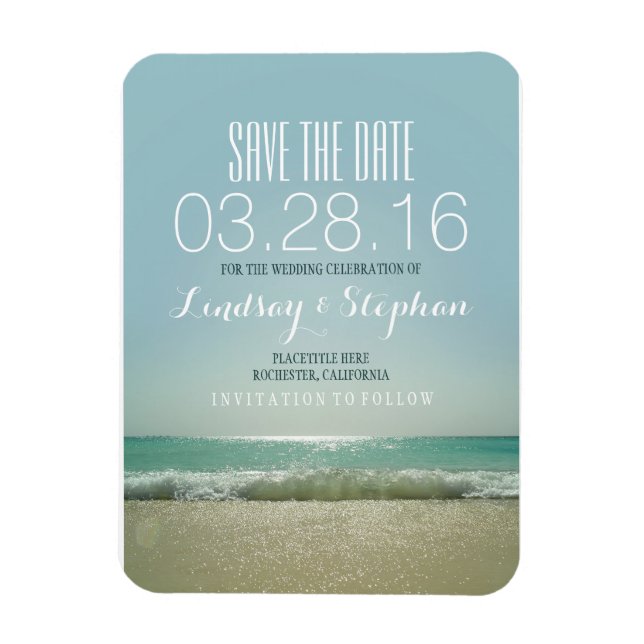 Íman Modern Beach Wedding Save The Date (O Casamento Da (Vertical)