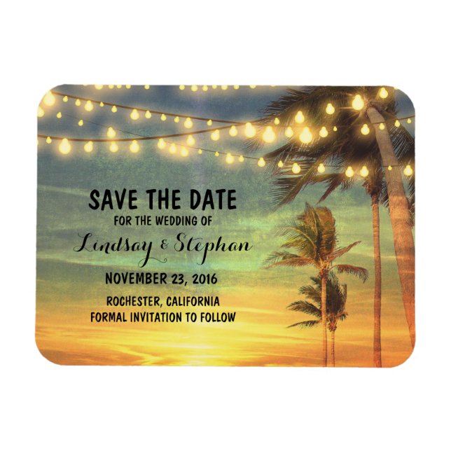 Íman Modern Beach Wedding Save The Date (O Casamento Da (Horizontal)