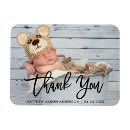 Íman Modern Brush Script Novo Bebê Obrigado Blk