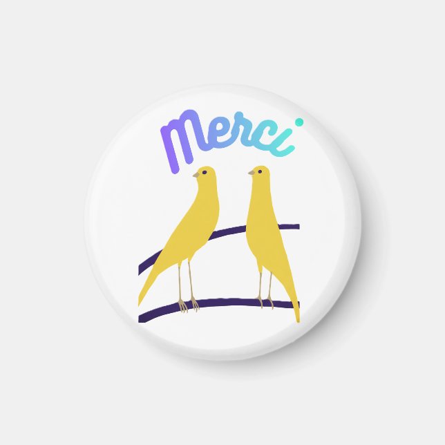 Íman Modern Canary & "Merci" - Japandi Style Art (Frente)