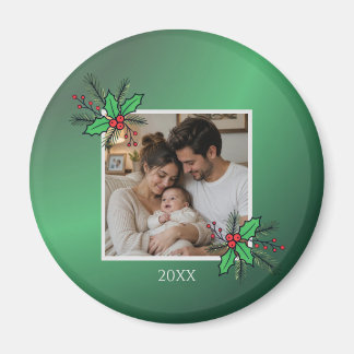 Íman Modern Floral Christmas Photo Frame
