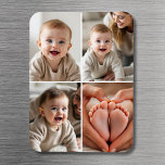 Íman Modern Minimalist Baby 4 Photo Collage<br><div class="desc">Celebrate your little one’s most precious moments with this Modern Minimalist Baby 4-Photo Collage Magnet. Designed with a clean and timeless layout, this custom magnet showcases four of your favorite baby photos with simple, stylish elegance. Add a name, birth date, or a short message to personalize your keepsake. Printed in...</div>