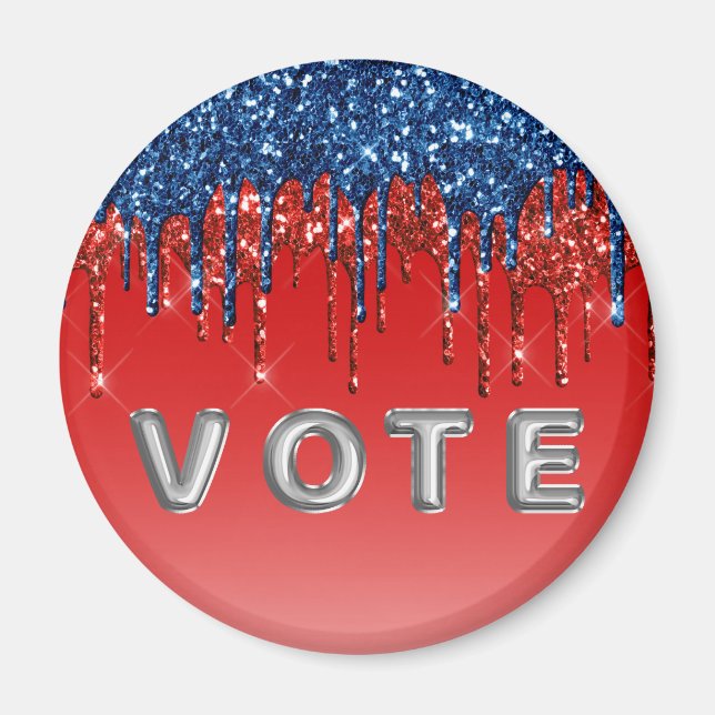 Íman Modern Patriotic Glitter Drip  Vote (Frente)
