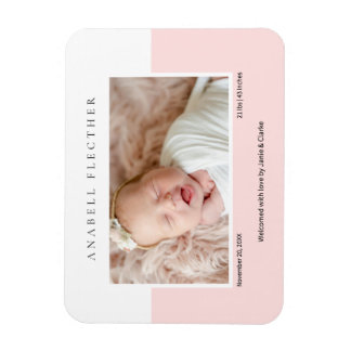 Íman Modern Pink Baby Girl Photo