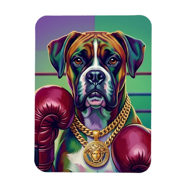 Íman Modern Pop Art Boxer Dog Boxing Athlete (Vertical)