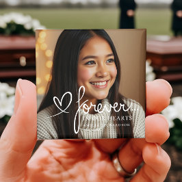 Íman Modern Script Forever In Our Hearts Photo Memorial