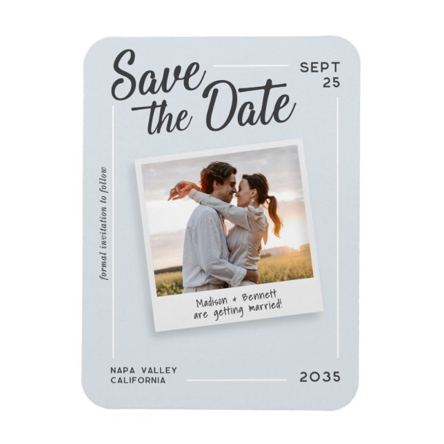 Íman Modern Script Save the Date Retro Photo Wedding (Vertical)