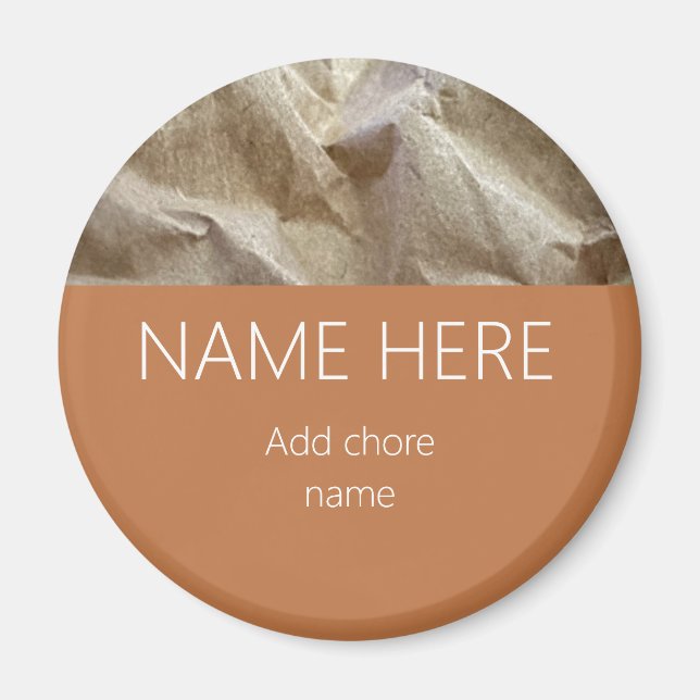 Íman Modern Terracotta Crinkled Paper Name Chore (Frente)