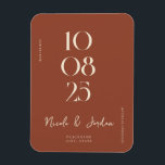 Íman Modern Terracotta Simple Chic Salve a Data<br><div class="desc">Casamento moderno salve o ímã de data com design chic elegante e estilo minimalista.</div>