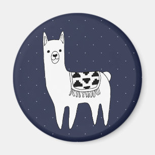 Íman Modern Trendy Llama Sketch & Swiss Dots