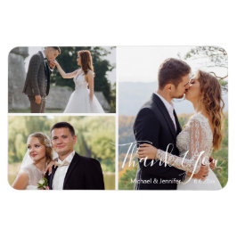 Íman moderna caligrafia colagem de fotos de casamento o