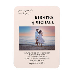 Íman Moderne Foto Hochzeitskarte Einladung Magnet