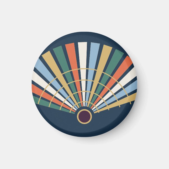 Íman Moderner Art-Déco-Fächer in Navy und Jade (Frente)