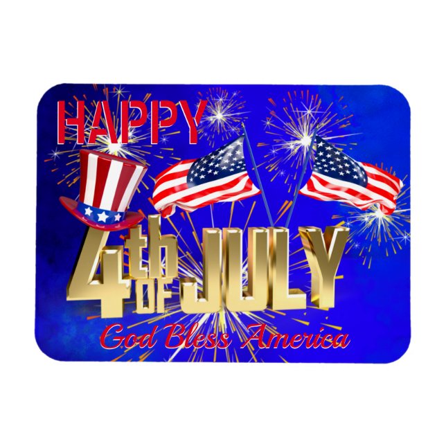Íman Moderno 4 de julho Bandeira dos EUA (Horizontal)