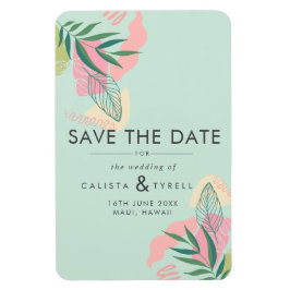 Íman Moderno Abstrato Tropical Neo Mint & Pink Save The