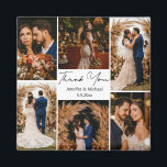 Íman moderno agradecimento 6 fotos colagem casamento<br><div class="desc">elegante agradecimento seis fotos colagem ímã de casamento</div>