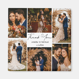 Íman moderno agradecimento 6 fotos colagem casamento