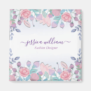 Íman Moderno Chic Hidrangeas Florais Aquarela Azul