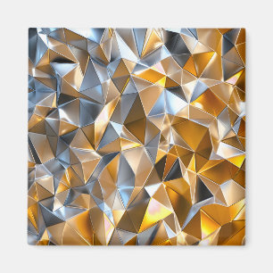 Íman Moderno Metálico Abstrato Geométrico Dourado Prate