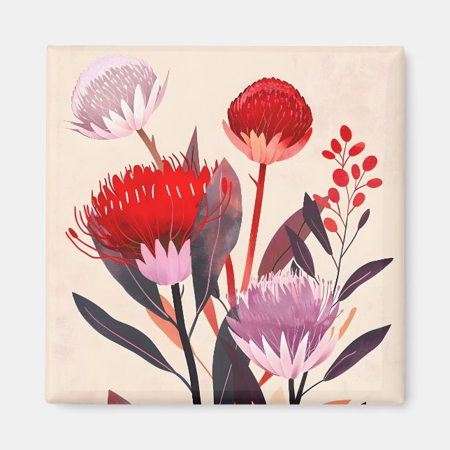 Íman Moderno Minimalista Boho Floral Botânico (Frente)