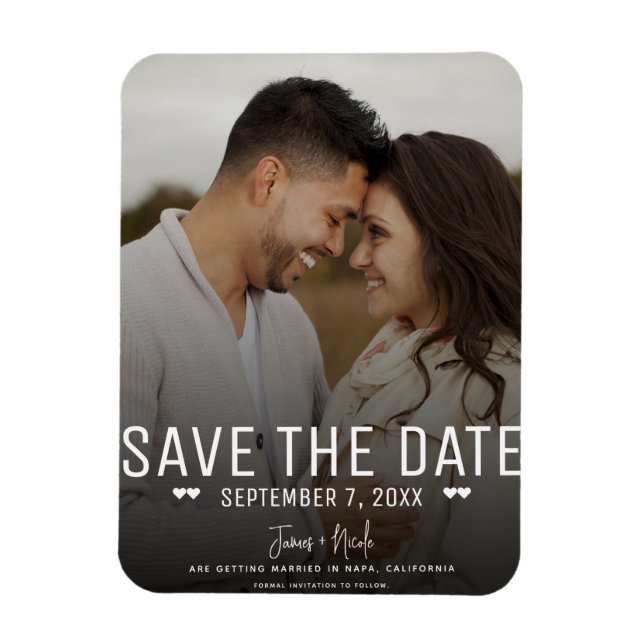 Íman Moderno Moody Save the Date Foto de Casamento (Vertical)